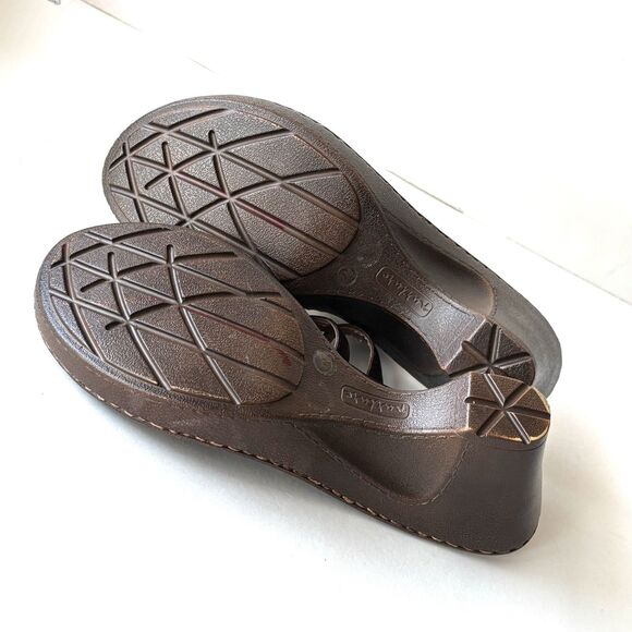NURTURE Brown Clogs Strappy Sandals Leather Mules Studded - Picture 6 of 7